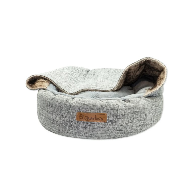 Charlie's VIP Wolf Hooded Pet Nest Bed - Pale Grey - MyPetZone